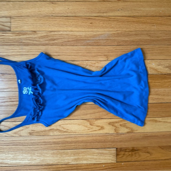Blue Lace Trim Tank Top | SO Juniors Large Cami Y2K Layering - Picture 3 of 7